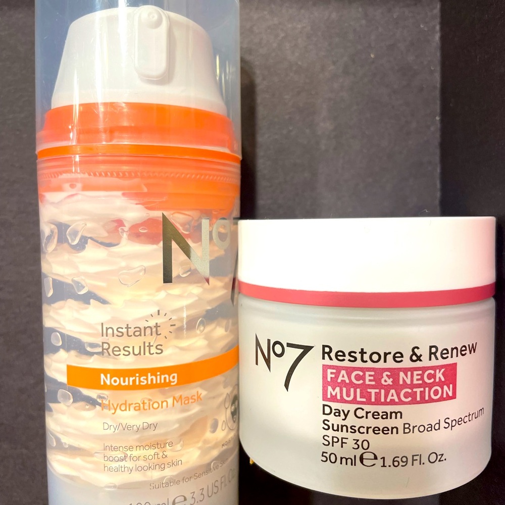 SOLD. new no7 face care bundle/instant hydration mask & Day cream/ full size